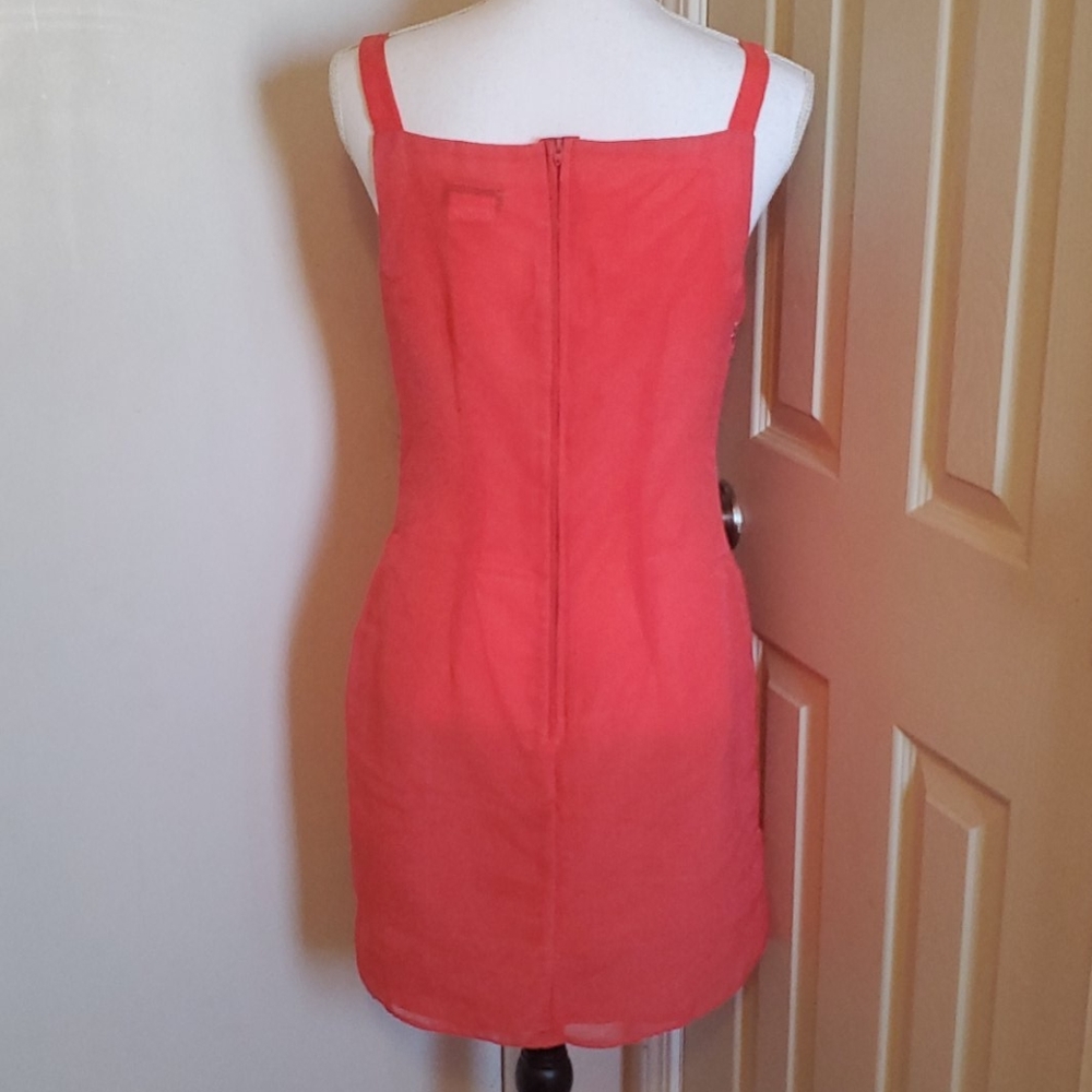 Dawn Joy peach sheer dress with embroidered accent - Picture 2 of 8